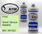 Preview: Ford, Silver Spruce Metallic, BN / M7422: 400ml Sprühdose + 400ml Klarlack - Set, von ATW Autoteile West.